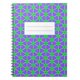 Geometric Starburst in Purple, Green and Yellow Notitieboek