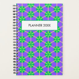 Geometric Starburst in Purple, Green and Yellow Planner