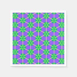 Geometric Starburst in Purple, Green and Yellow Servet