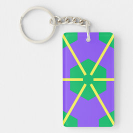Geometric Starburst in Purple, Green and Yellow Sleutelhanger