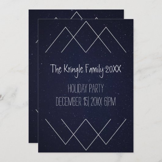 Geometric Starry Mountains kerst Invite Feestdagenkaart (Voorkant / Achterkant)