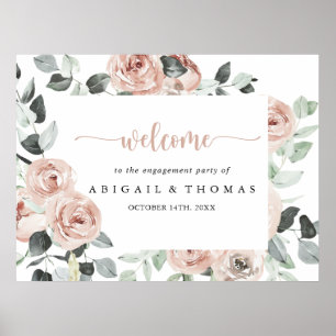 Geometric Stof Roze Verlovingsfeest Verwelkoming Poster