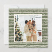 Geometric Stripes Olive Green Christmas Photo  Feestdagenkaart (Achterkant)