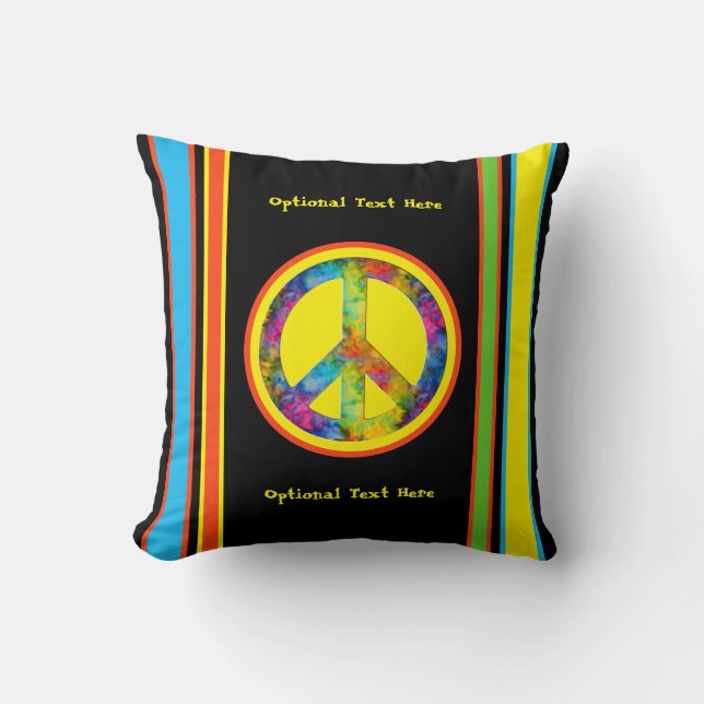 [Geometric Stropdas-Dye] Strepen met Peace Sign Bl Kussen (Voorkant)