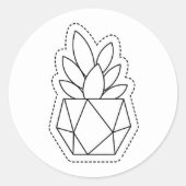 Geometric Succulent Plant in Pot Line Art Sticker  (Voorkant)