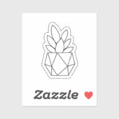 Geometric Succulent Plant in Pot Line Art Sticker  (Vel)