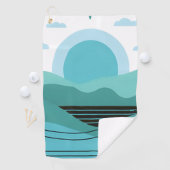 Geometric Sun Mountain Abstract with Tribal Border Golfhanddoek (Insitu)