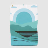Geometric Sun Mountain Abstract with Tribal Border Golfhanddoek (Voorkant)