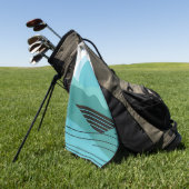 Geometric Sun Mountain Abstract with Tribal Border Golfhanddoek (Groen)