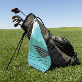 Geometric Sun Mountain Abstract with Tribal Border Golfhanddoek