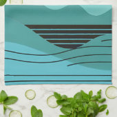 Geometric Sun Mountain Abstract with Tribal Border Theedoek (Gevouwen)