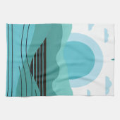 Geometric Sun Mountain Abstract with Tribal Border Theedoek (Horizontaal)