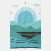 Geometric Sun Mountain Abstract with Tribal Border Theedoek (Verticaal)