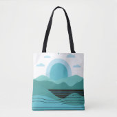 Geometric Sun Mountain Abstract with Tribal Border Tote Bag (Voorkant)