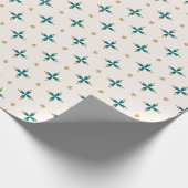 Geometric Tile Gold and green Wrapping Paper Cadeaupapier (Hoek)