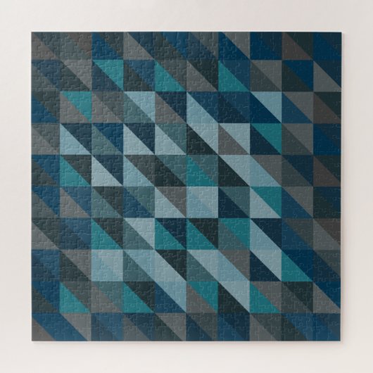 Geometric Triangle Pattern in Blue and Grey Legpuzzel (Horizontaal)