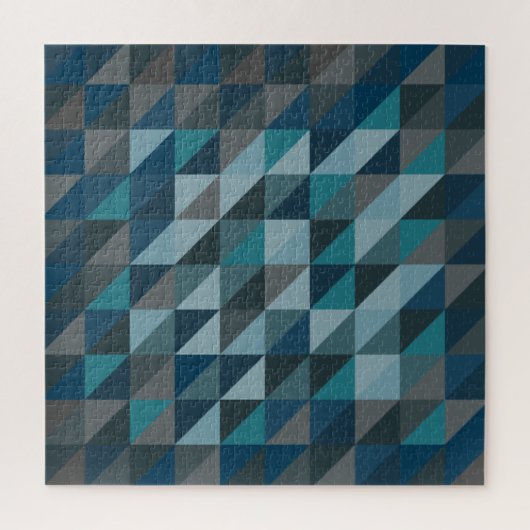 Geometric Triangle Pattern in Blue and Grey Legpuzzel (Verticaal)