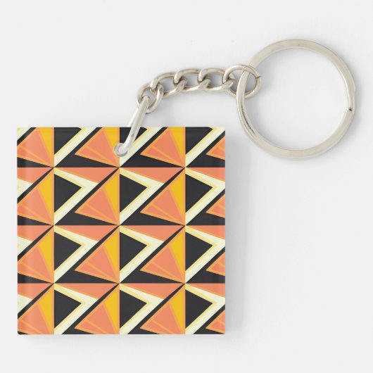 Geometric Triangle Pattern in Warm Tones Sleutelhanger (Achterkant)