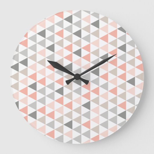 Geometric Triangles Peach Neutrals Modern Pattern Grote Klok (Voorkant)