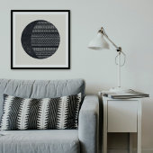 Geometric Tribal Pattern Eclipse Moon Art Print