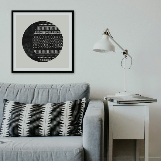 Geometric Tribal Pattern Eclipse Moon Art Print