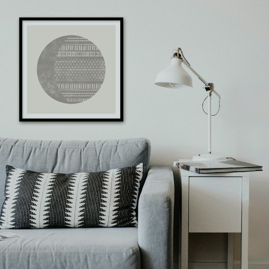 Geometric Tribal Pattern Eclipse Moon Art Print