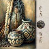 Geometric Tribal Pots & Arrows Decoupage Tissuepapier