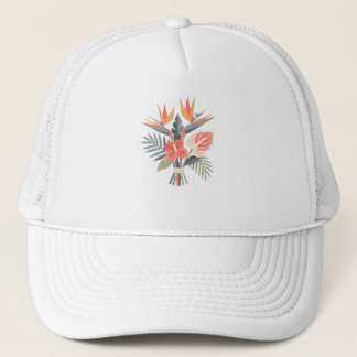 Geometric Tropical Flowers Modern Minimalist Art Trucker Pet