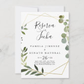 Geometric Tropical Green Leaves Reserva la Fecha Save The Date (Voorkant)