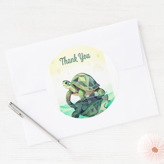 Geometric Turtle “Thank You” Sticker – Modern Ocea (Envelop)