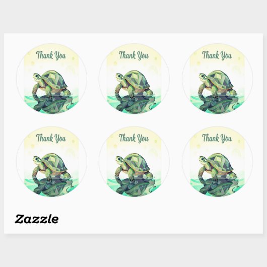 Geometric Turtle “Thank You” Sticker – Modern Ocea (Vel)