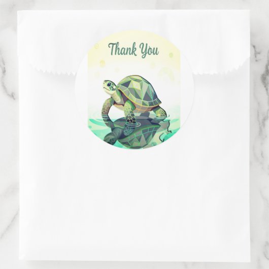 Geometric Turtle “Thank You” Sticker – Modern Ocea (Tas)