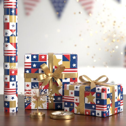 Geometric USA250 4 juli ID1315 Cadeaupapier