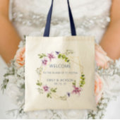 Geometric Watercolor Floral Welcome Tote Bag