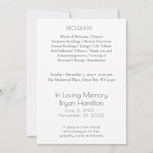 Geometric Waves Celebration of Life-programma Kaart (Achterkant)