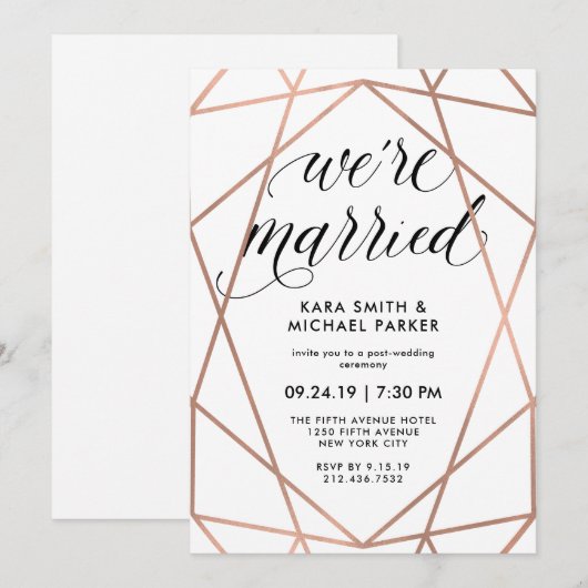 Geometric We Zijn Getrouwd | Feest na het Huwelijk Kaart (Voorkant / Achterkant)