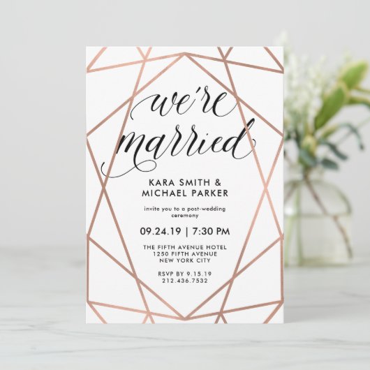 Geometric We zijn getrouwd | Post-bruiloft Kaart (Staand voorkant)