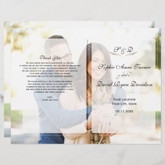Geometric Wedding Programme van Whimsical Faded Fo (Voorkant / Achterkant)