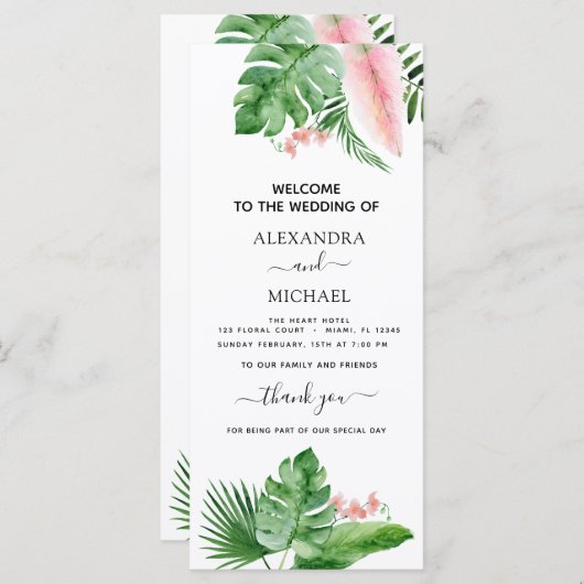 Geometric Wedding Programme Waterverf Tropische Pa (Voorkant / Achterkant)