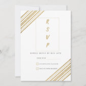 Geometric white and gold typography RSVP Kaart (Voorkant)