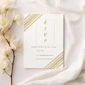 Geometric white and gold typography RSVP Kaart