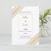 Geometric white and gold typography Wedding Kaart (Staand voorkant)