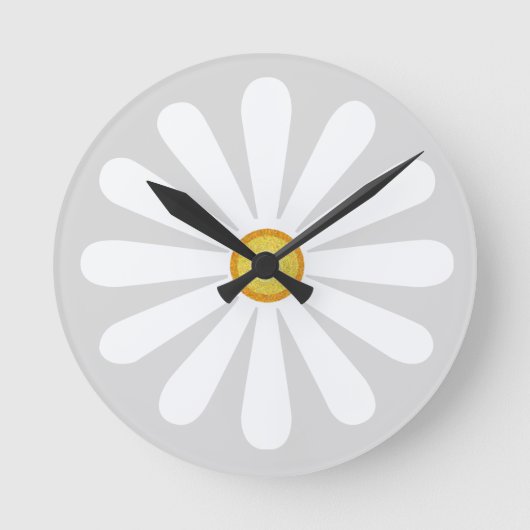 Geometric white and yellow daisy flower petals ronde klok (Voorkant)