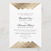 Geometric White Gold Gatsby Calligraphy Wedding Kaart (Voorkant)