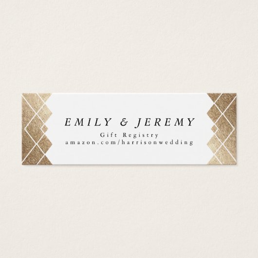 Geometric White Gold Gatsby Huwelijkscadeaus Mini Visitekaartjes (Voorkant)