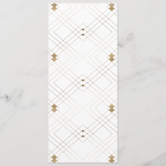 Geometric White Gold Gatsby Tall 2 Wedding Menu (Achterkant)