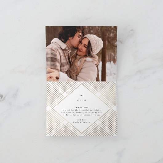 Geometric White Gold Gatsby Weddenschap Hartelijk Bedankkaart (Binnen)