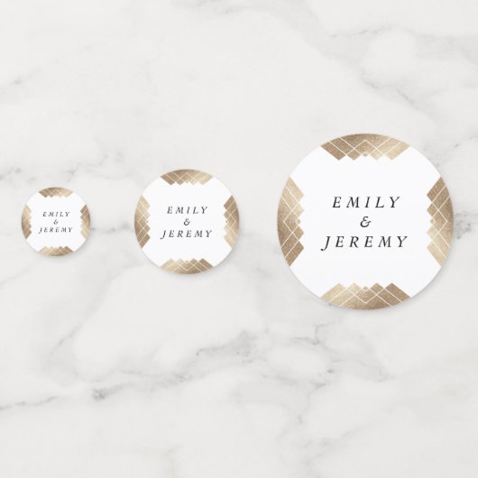 Geometric White Gold Gatsby Wedding Confetti (Voorkanten)