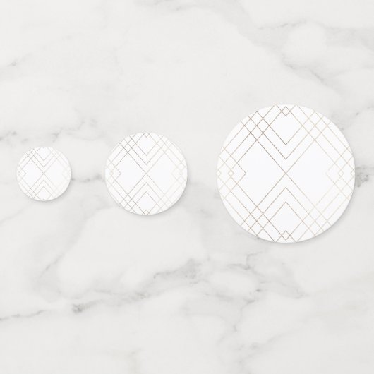 Geometric White Gold Gatsby Wedding Confetti (Achterkanten)