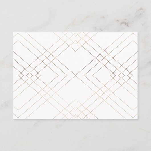 Geometric White Gold Gatsby Wedding Enclosure Card RSVP Kaartje (Achterkant)